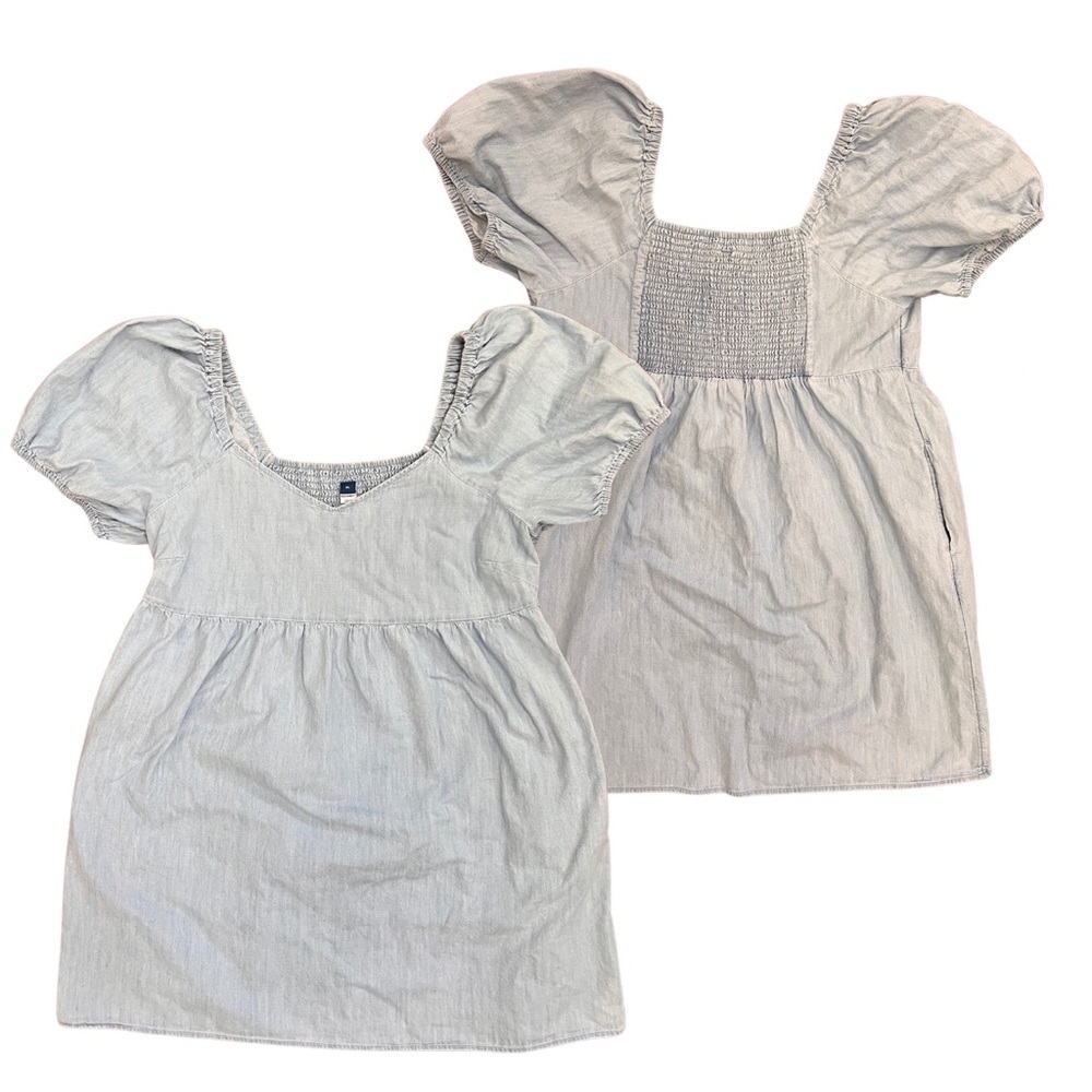 Old Navy Light Gray Puff Sleeve Dress